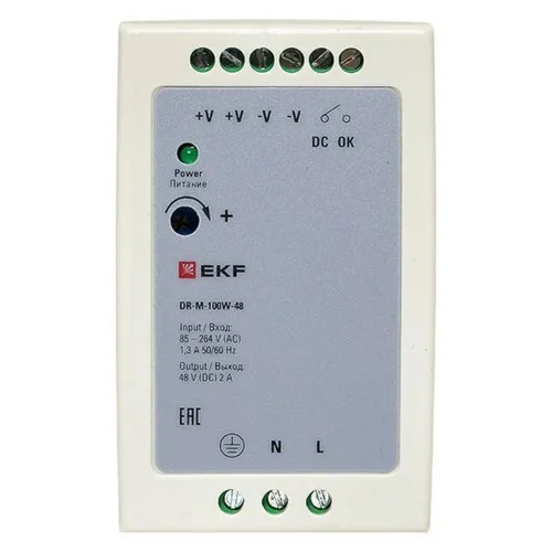 Блок питания на DIN-рейку 100Вт Uвх ~ 220В AC m Uвых - 48В DC постоянного тока EKF DR-M-100W-48 - фото 5