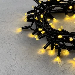 Гирлянда Нить с Колпачком 10м Золотой, 100 LED, Провод Черный ПВХ, IP65