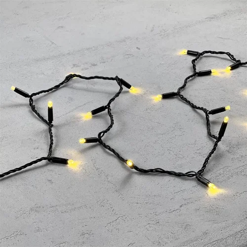 Гирлянда Нить с Колпачком 10м Золотой, 100 LED, Провод Черный ПВХ, IP65. Фото 3.