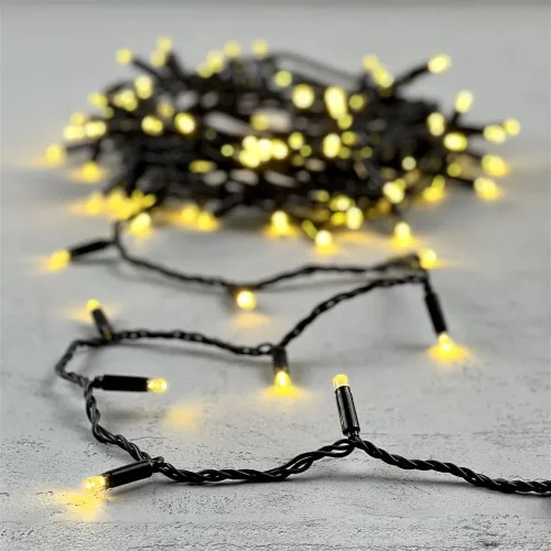 Гирлянда Нить с Колпачком 10м Золотой, 100 LED, Провод Черный ПВХ, IP65. Фото 6.