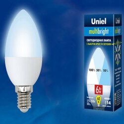 LED-C37-6W-NW-E14-FR-MB PLM11WH Лампа светодиодная, Форма свеча, матовая, Серия Multibright, Белый свет 4000K, 100-50-10.