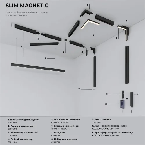 Slim Magnetic R01 Трековый светильник 6W 3000K (черный) 85011/01 85011/01 - фото 8