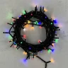 Гирлянда Нить 10м Разноцветная с Мерцанием Белого Диода 24В, 100 LED, Провод Черный ПВХ, IP54. Фото 1.