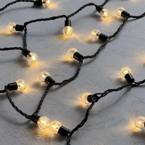 Гирлянда «Шарики» 10м Тепло-Белая 220В, Диаметр Шарика 23мм, 100 LED, Провод Черный Каучук 2,3мм, IP54. Фото 2.