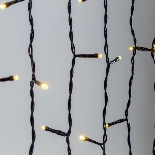 Гирлянда Занавес 1 x 6 м Желтый 220В, 600 LED, Провод Черный ПВХ, IP54. Фото 3.