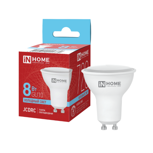 Лампа светодиодная LED-JCDRC-VC 8Вт 230В GU10 6500К 720Лм IN HOME - Фото