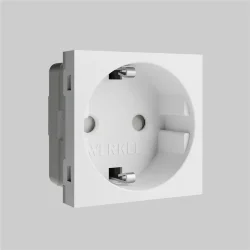 W1171160/ Модульная розетка с заземлением и шторками 45*45  (белый) W1171160