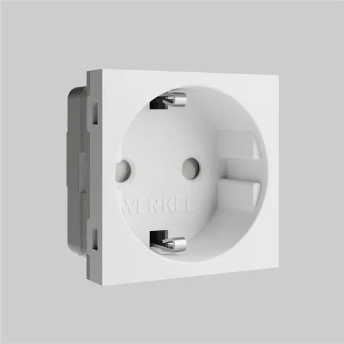 W1171160/ Модульная розетка с заземлением и шторками 45*45  (белый) W1171160 - фото