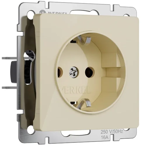 Розетка с заземлением (айвори акрил) W1171043 - фото 2