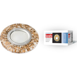 DLS-L108 GU5.3 CHROME-WHITE Светильник декоративный встраиваемый, серия Luciole, Без лампы, Доп.подсветка 3Вт, Металл, цвет хром, Отделка белый полимер с частицами цвета кофе