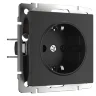 Розетка с заземлением, безвинтовой зажим (черный матовый) W1171308 - фото