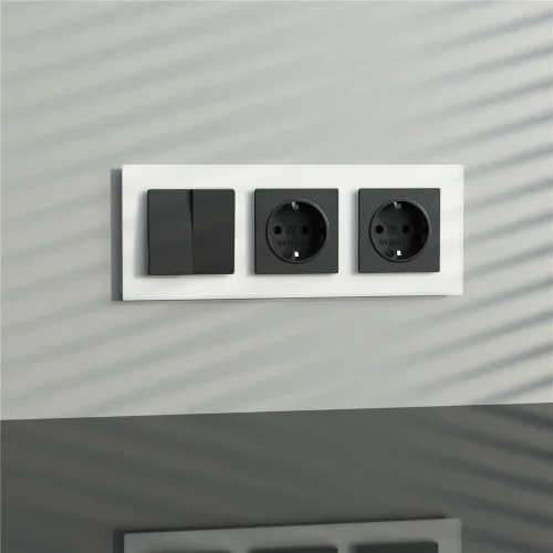 Розетка с заземлением, безвинтовой зажим (черный матовый) W1171308 - фото 5