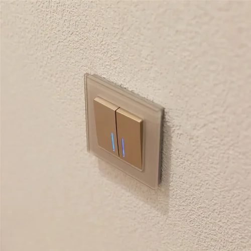 Выключатель двухклавишный проходной с подсветкой (шампань рифленый) W1122110 - фото 7