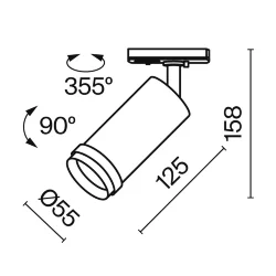 Трековый светильник   Focus Led Zoom Unity 4000K 12Вт 15°-50° (Черный)