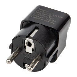 S-GES1-10S BLACK Переходник сетевой, 10А, 2500Вт, с заземлением, Черный