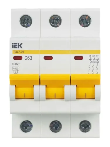 Выключатель автоматический модульный 3п C 63А 4.5кА ВА47-29 KARAT IEK MVA20-3-063-C - фото 2