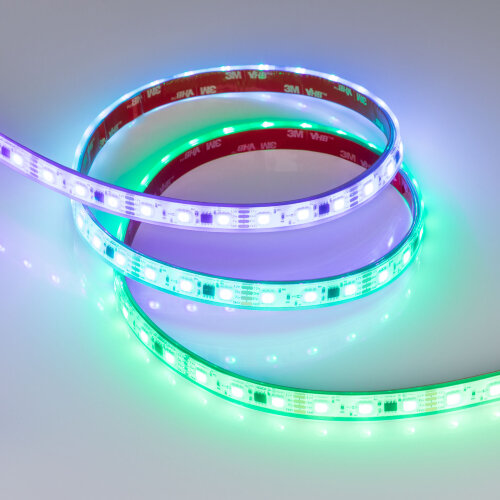 Светодиодная лента герметичная SPI-PS-В60-12mm 12V RGB-РХ3-ВРТ (12 W/m, IP67, 5060, 5m) (Arlight, бегущий огонь) 039599 - фото 2