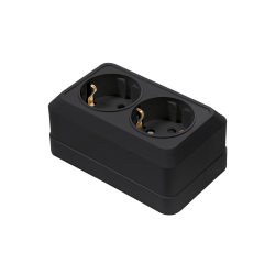 Розетка двойная с заземлением BOLLETO черная накладная 7128B IN HOME