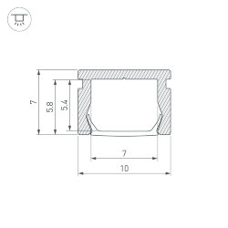 Профиль PIK-1007-3000 ANOD (Arlight, Алюминий) 045493