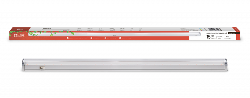 Светильник светодиодный СПБ-Т5 STD-ФИТО красно-синий спектр 15Вт 870мм IN HOME - Фото