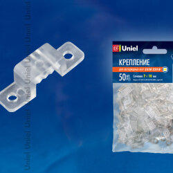UCC-K10 CLEAR 050 POLYBAG Крепление для светодиодной ленты 220В 5050, 10 мм, цвет прозрачный, 50 штук в пакете