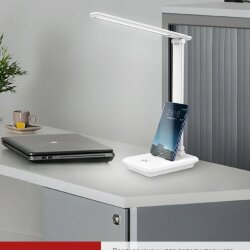 Светильник настольный светодиодный SIMPLE ССО-06Б 12Вт 600Лм сенсор, с подставкой под телефон, адаптер БЕЛЫЙ IN HOME