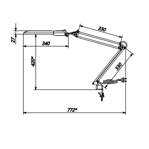Светильник настольный 11Вт/4000К 2G7 | Белый на ПС струбцине | Дельта ФДБ13-11-001 | - ТРАНСВИТ. Фото 3