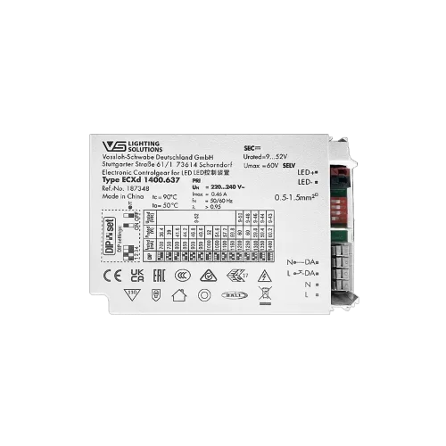 VS 36-60W DALI2/DIP 700-1400мА 9-52V ECXd 1400.637 DIP-переключатель 110x74x30мм - Драйвер для светодиодов Vossloh-Schwabe. Фото 2