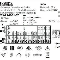 VS 36-60W DALI2/DIP 700-1400мА 9-52V ECXd 1400.637 DIP-переключатель 110x74x30мм - Драйвер для светодиодов Vossloh-Schwabe