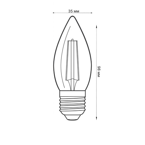 LED-C35-5.5W-3000K-E27-CL-SLF Лампа светодиодная, Форма свеча, прозрачная, Теплый белый свет 3000K - фото 4