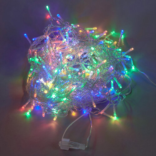 ULD-B12006-195-TTK MULTI-2 IP44 Бахрома светодиодная с эффектом мерцания, 12м, Соединяемая, 195 светодиодов, Красный, желтый, синий, зеленый, белый свет, Провод прозрачный - фото 1