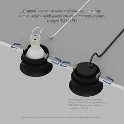 Встраиваемый светильник влагозащ., IP 44, 10 Вт, GU10, черный, алюминий, Denkirs DK2403-BK