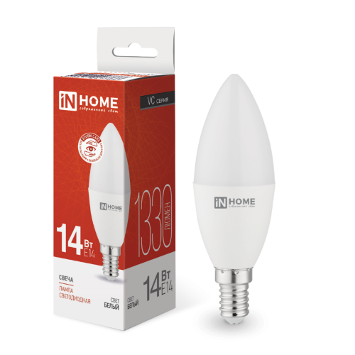 Лампа светодиодная LED-СВЕЧА-VC 14Вт 230В E14 4000K 1330Лм IN HOME - Фото