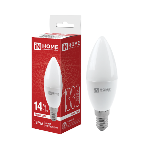 Лампа светодиодная LED-СВЕЧА-VC 14Вт 230В E14 4000K 1330Лм IN HOME - Фото 2