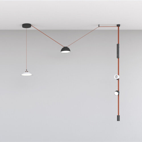 DK5565-WH+BK Cветильник для трека-ремня Belty, серия Flow, со светодиодом, D300*H71мм, 48V DC, 12W, RA90, 120°, 3000K, IP20, белый с черным, алюминий. Фото 4