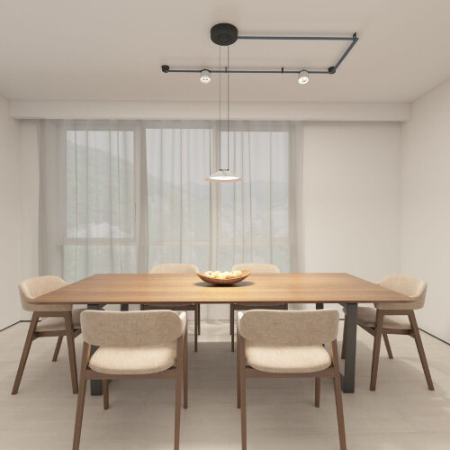 DK5565-WH+BK Cветильник для трека-ремня Belty, серия Flow, со светодиодом, D300*H71мм, 48V DC, 12W, RA90, 120°, 3000K, IP20, белый с черным, алюминий. Фото 6