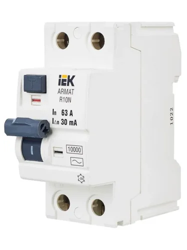 Выключатель дифференциального тока (УЗО) 2п 63А 30мА тип AC ВДТ R10N ARMAT IEK AR-R10N-2-063C030 - фото 8