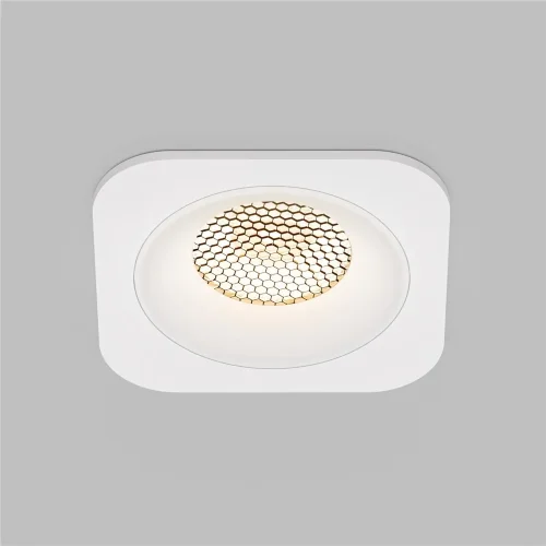 Светильник встраиваемый с антибликовой решеткой Tetro 10W 3000K белый IP44 15276/LED - фото