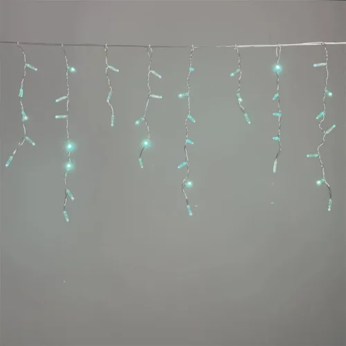 Гирлянда Бахрома с Колпачком 3,1 x 0,5 м Аква 220В, 120 LED, Провод Прозрачный ПВХ, IP65. Фото 1.