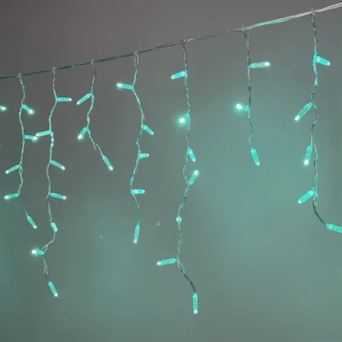 Гирлянда Бахрома с Колпачком 3,1 x 0,5 м Аква 220В, 120 LED, Провод Прозрачный ПВХ, IP65. Фото 3.