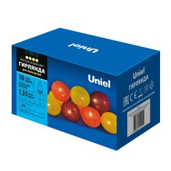 ULD-S0135-010-STB-2AA WARM WHITE IP20 TANGLES-3 Гирлянда светодиодная Клубки-3 на батарейках 2AA не в-к, 1.35м, 10 светодиодов, Теплый белый свет, Провод прозрачный, TM Uniel