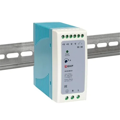 Блок питания на DIN-рейку 40Вт Uвх ~ 220В AC m Uвых - 24В DC постоянного тока EKF DR-M-40W-24 - фото 2