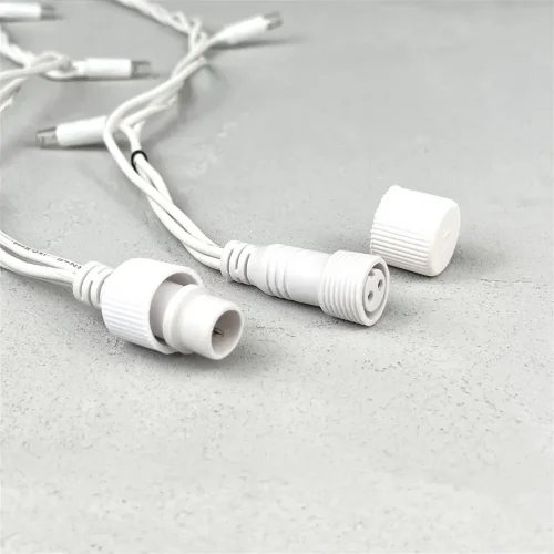 Гирлянда Нить 10м Белая с Мерцанием Белого Диода 220В, 75 LED, Провод Белый Каучук, IP65. Фото 4.