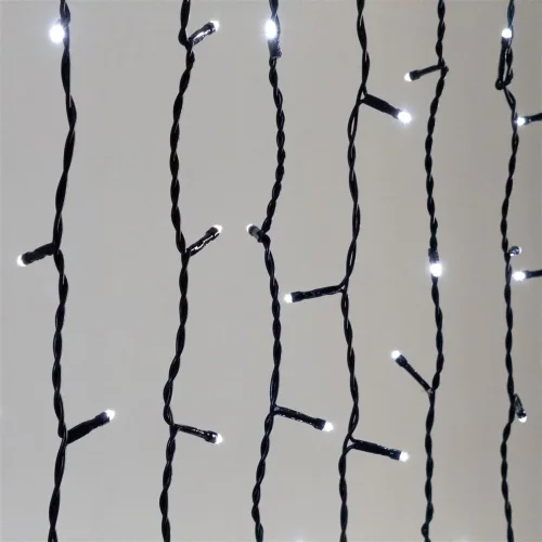 Гирлянда Занавес 1 x 9 м Белый 220В, 900 LED, Провод Черный ПВХ, IP54. Фото 2.