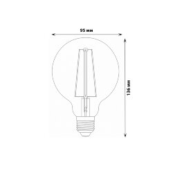 LED-G95-10W-4000K-E27-CL PLS02WH Лампа светодиодная, Форма шар, прозрачная, Серия Sky, Белый свет 4000K.