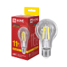Лампа светодиодная LED-A60-deco 11Вт 230В Е27 3000К 1160Лм прозрачная IN HOME - Фото