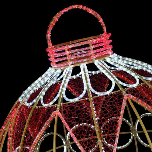 Светодиодная Фигура &#171;Новогодний Шар&#187; 1,3м Красно-Белый 220В, IP65. Фото 2.