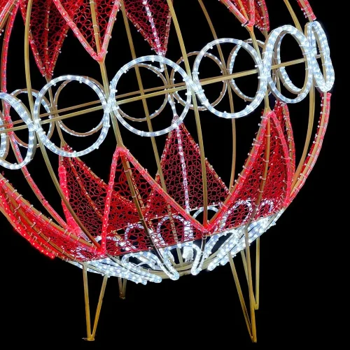 Светодиодная Фигура &#171;Новогодний Шар&#187; 1,3м Красно-Белый 220В, IP65. Фото 3.