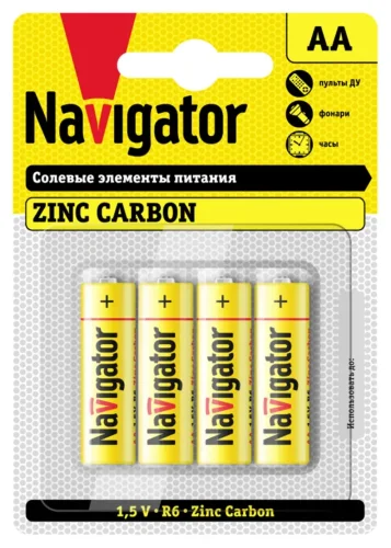 Элемент питания солевой AA/R6 94 758 NBT-NS-R6-BP4 (блист.4шт) Navigator 94758 - фото 2