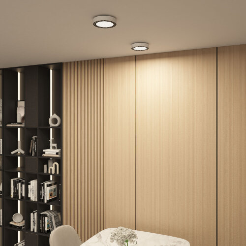 DK2840-WB Накладной светильник DUAL 12+12 Вт, LED 4000K, IP 20, d165mm, белый/черный, алюминий/акрил. Фото 6